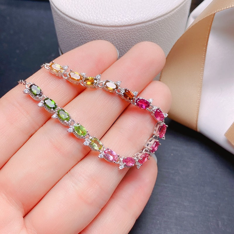 Tourmaline — 925 Silver Natural Tourmaline Bracelet