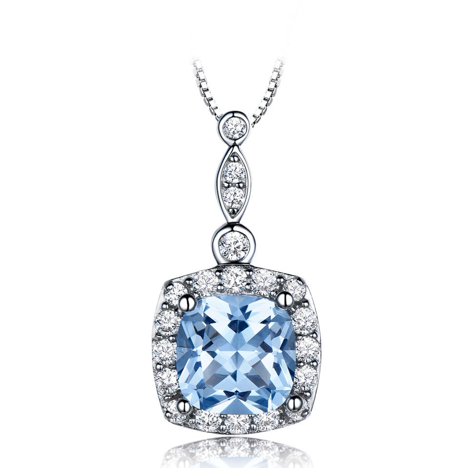 925 Silver Sky Blue Topaz Jewelry — Necklace, Earrings & Bracelet