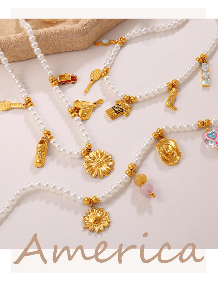 Perle — White Bead Pendant Bracelet & Necklace