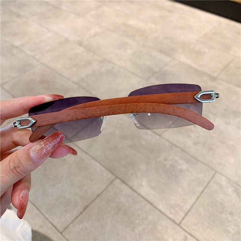 Frameless Wood Grain Sunglasses — UV400 Fashion Eyewear