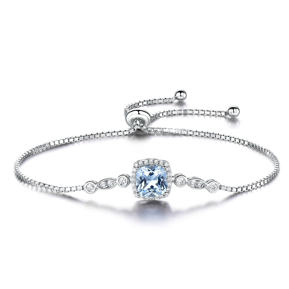 925 Silver Sky Blue Topaz Jewelry — Necklace, Earrings & Bracelet