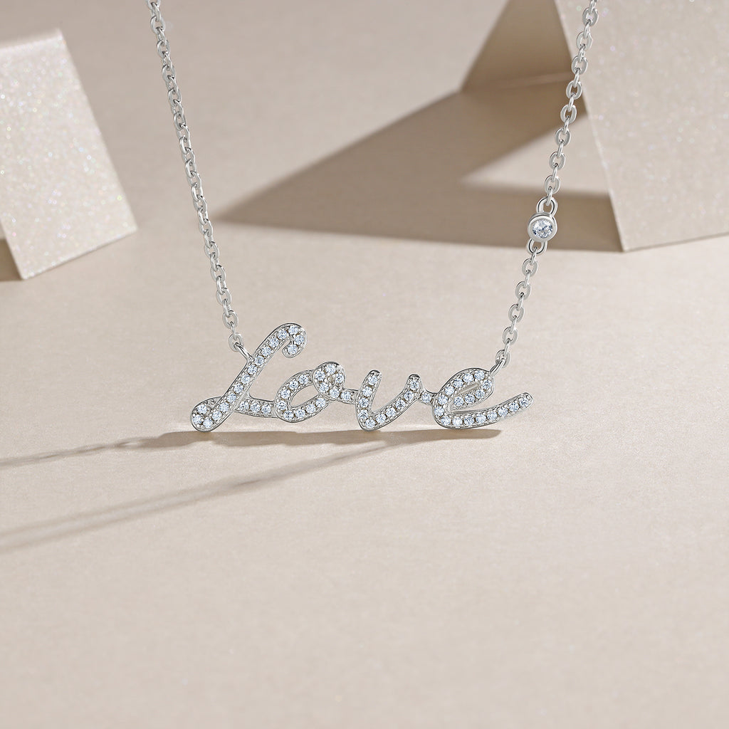 Moissanite Pendant Necklace – Platinum-Plated Sterling Silver | Minimalist Luxury
