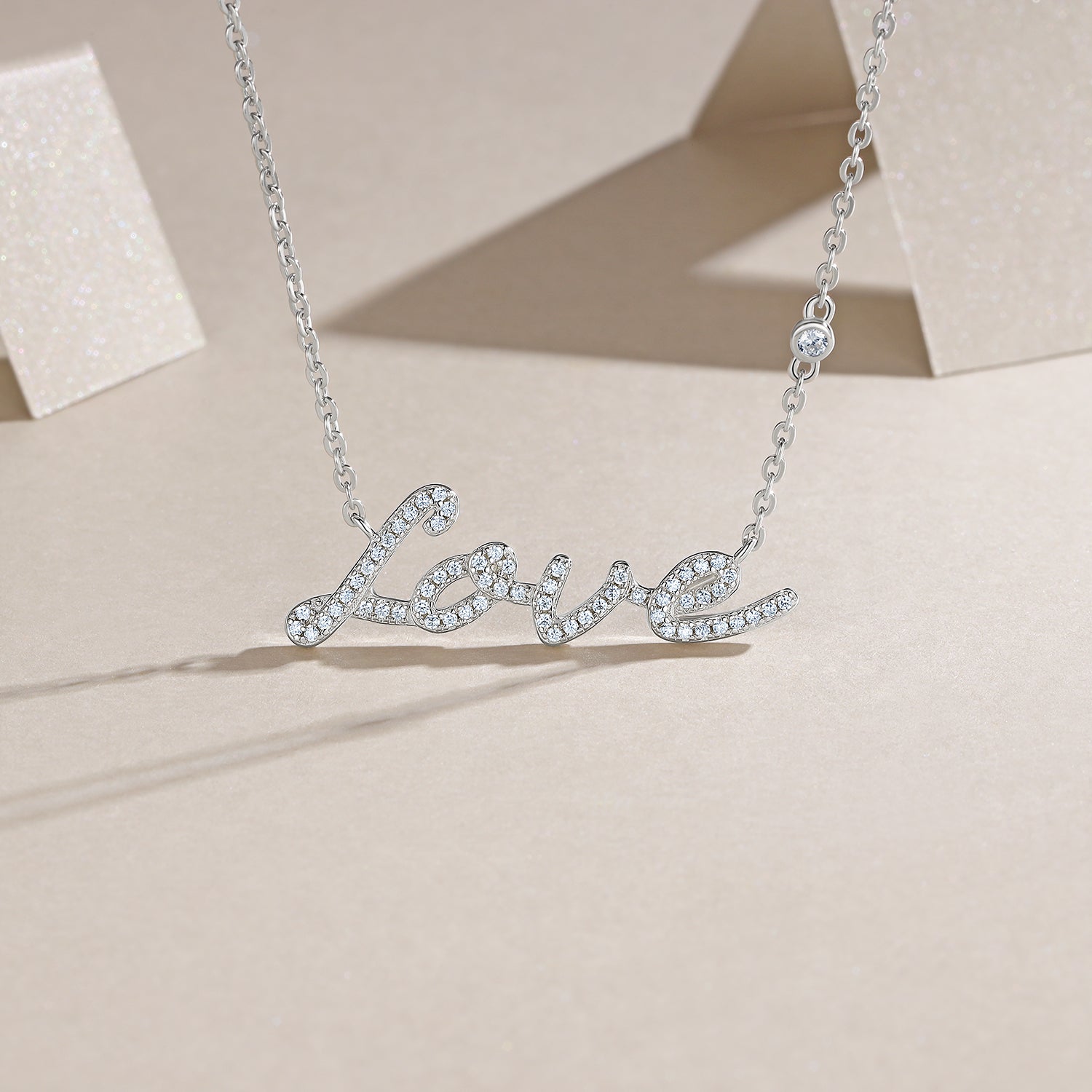 Moissanite Pendant Necklace – Platinum-Plated Sterling Silver | Minimalist Luxury