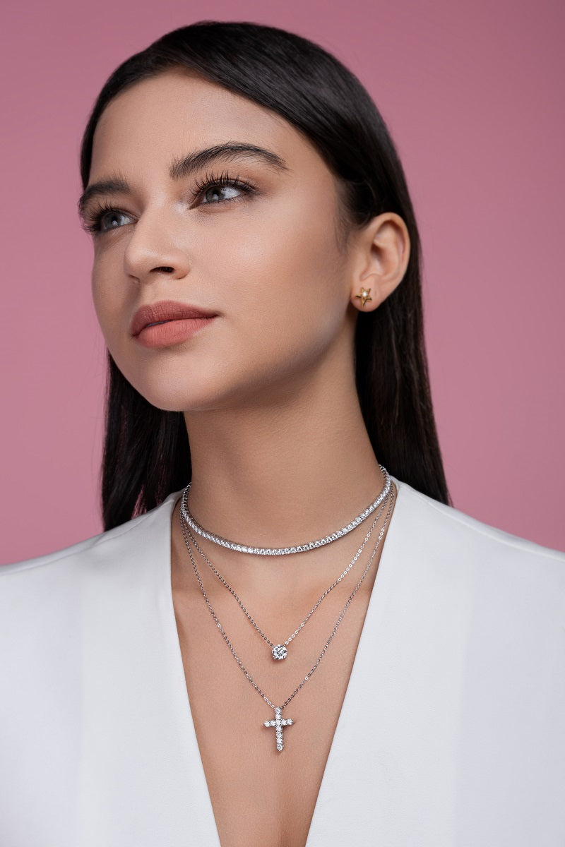 Moissanite Jewelry Set — S925 Silver with Platinum Plating