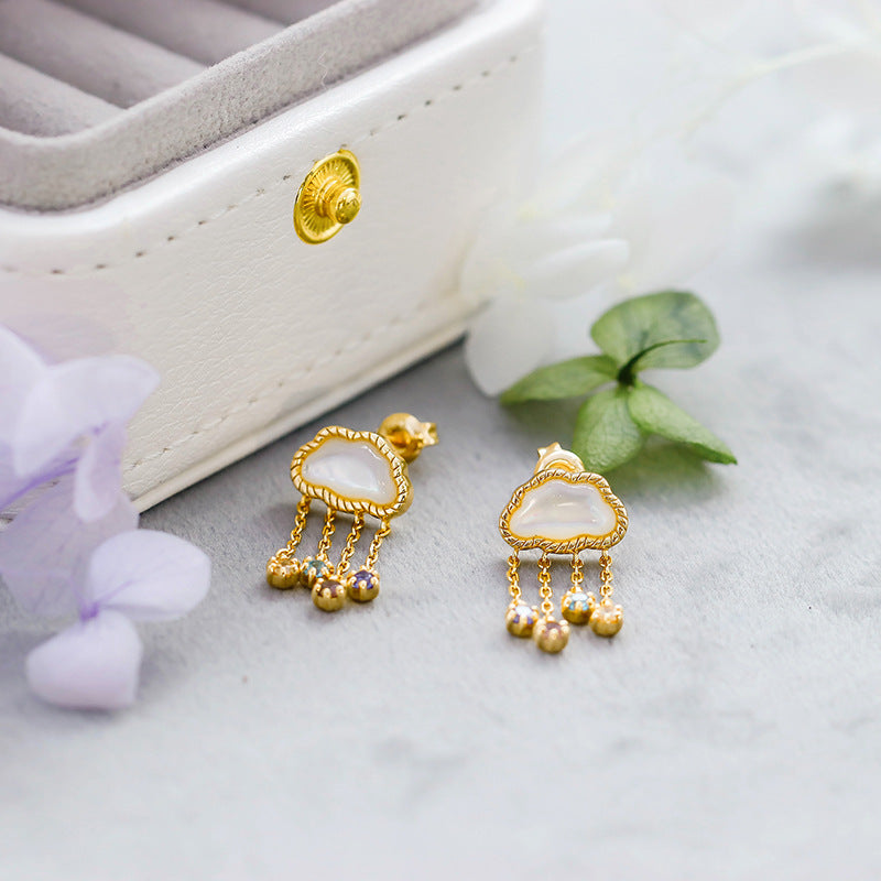 Cloud Butterfly – Sterling Silver Korean Style White Bell Butterfly Luxury Earrings