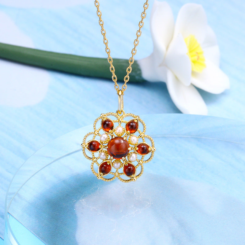Grenade — 925 Silver Red Pomegranate Pearl Pendant