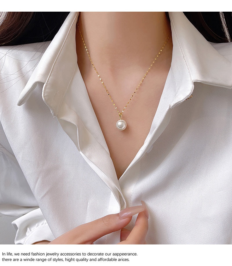 Pearl Luxe — Real Gold-Plated Pearl Clavicle Necklace | Japanese Minimalist