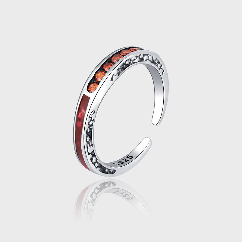 Amber Glow – 925 Sterling Silver Orange Zircon Luxury Adjustable Ring