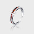 Amber Glow – 925 Sterling Silver Orange Zircon Luxury Adjustable Ring