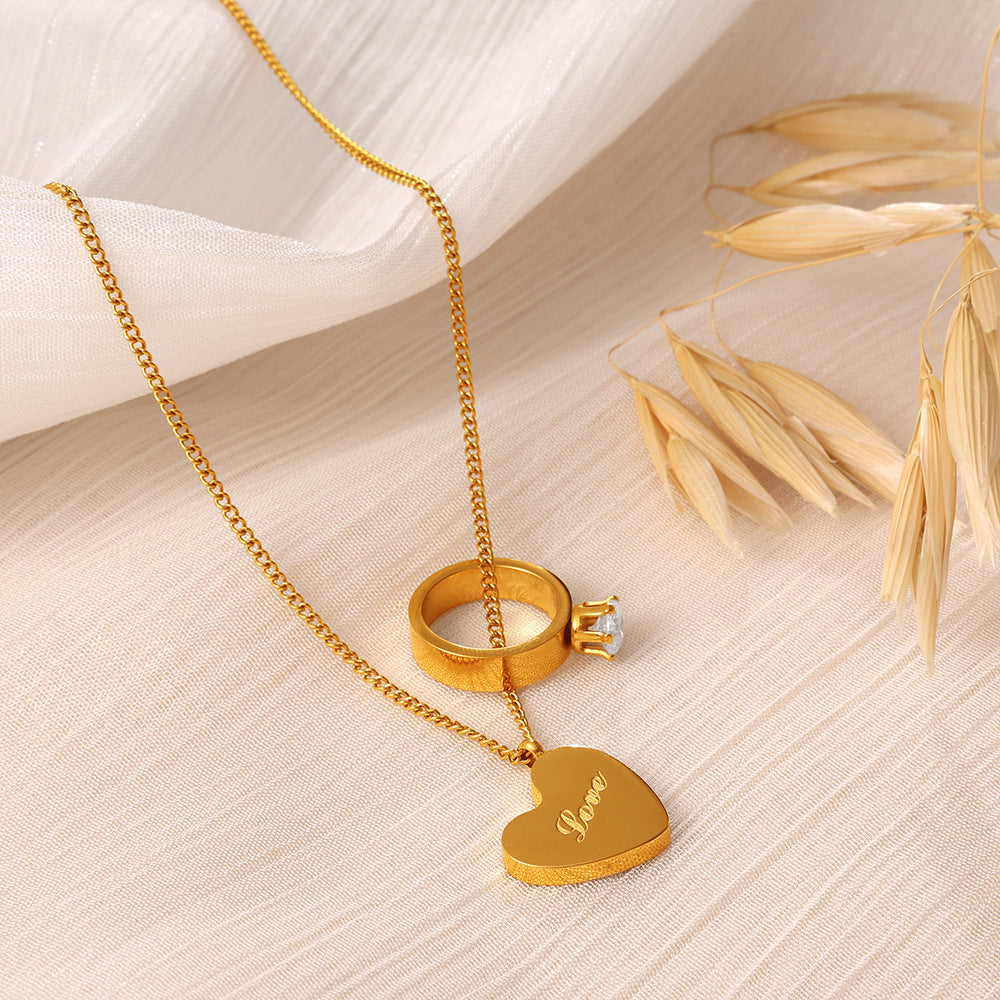 Amour — Gold Heart Double Pendant Necklace
