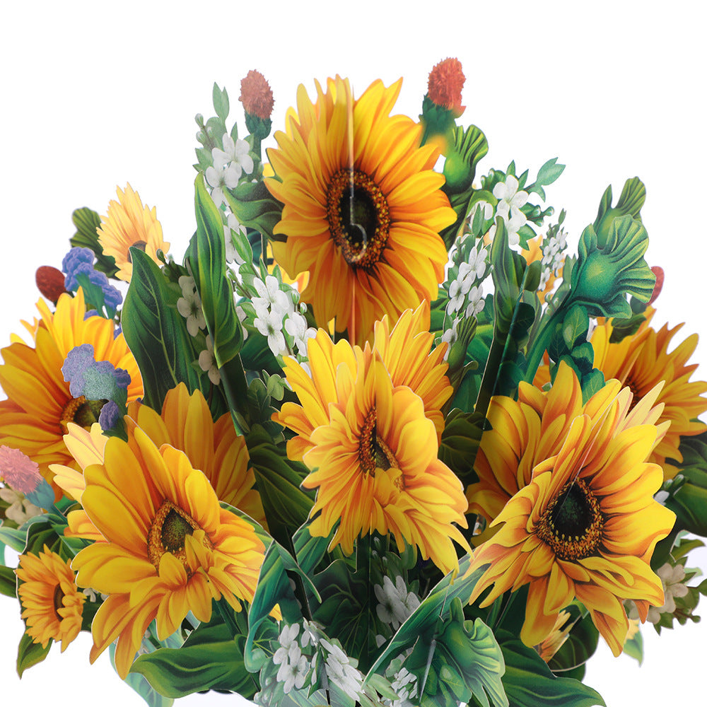 Luxury 3D Floral Bouquet Greeting Card — Botanical Stereoscopic Design