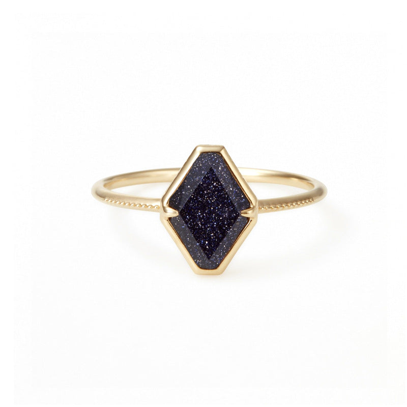 Blue Emerald Geometric Silver Ring | Luxury Women's Jewelry