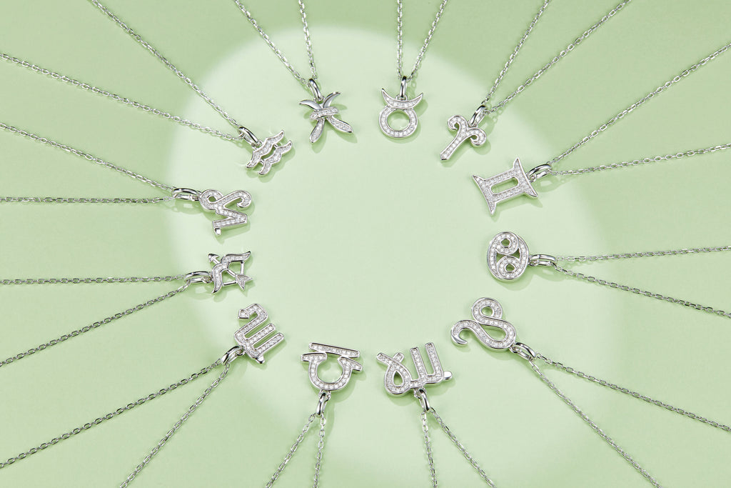 Leo Zodiac Pendant Necklace – Moissanite | Platinum-Plated Sterling Silver