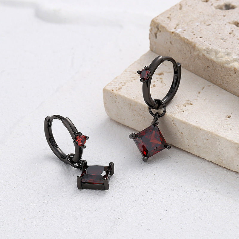 Black Gold Micro-Encrusted Geometric 925 Sterling Silver Luxury Earrings