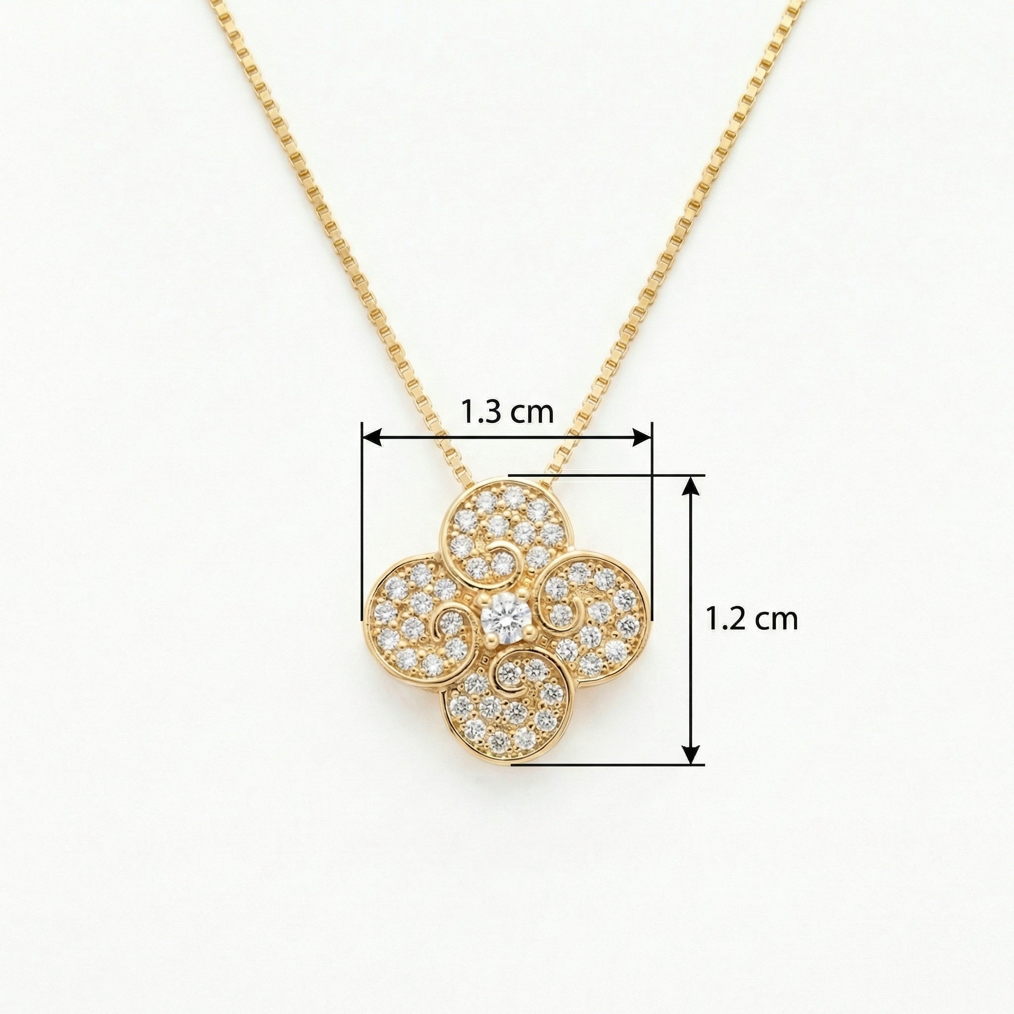 Four-Leaf Clover Pendant Necklace | S925 Sterling Silver | Diamond Pavé