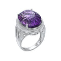 925 Silver Natural Amethyst Geometric Crystal Luxury Ring Sizes 6-9