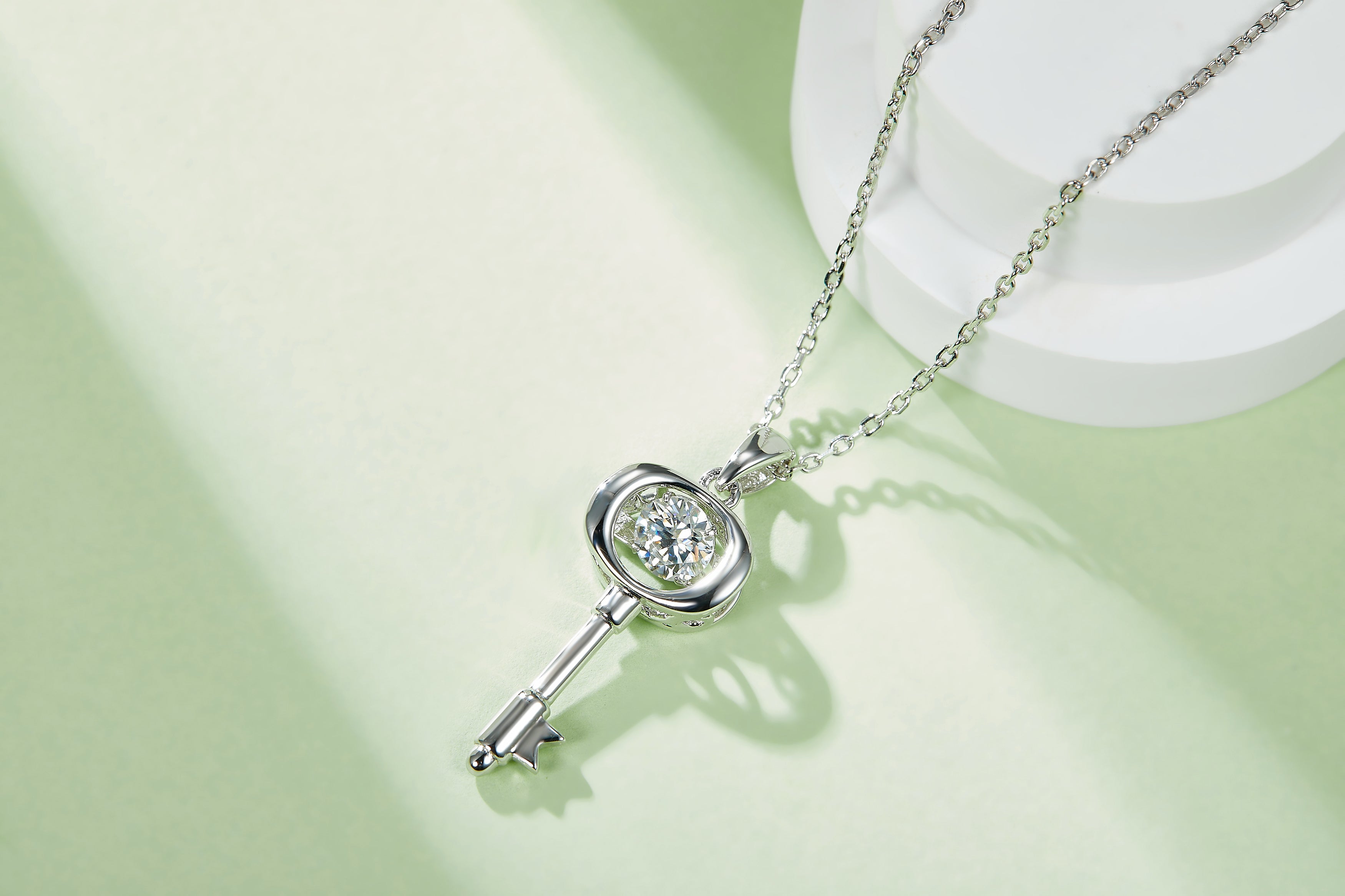 Moissanite Pendant Necklace – 0.5 Carat | Platinum-Plated Sterling Silver