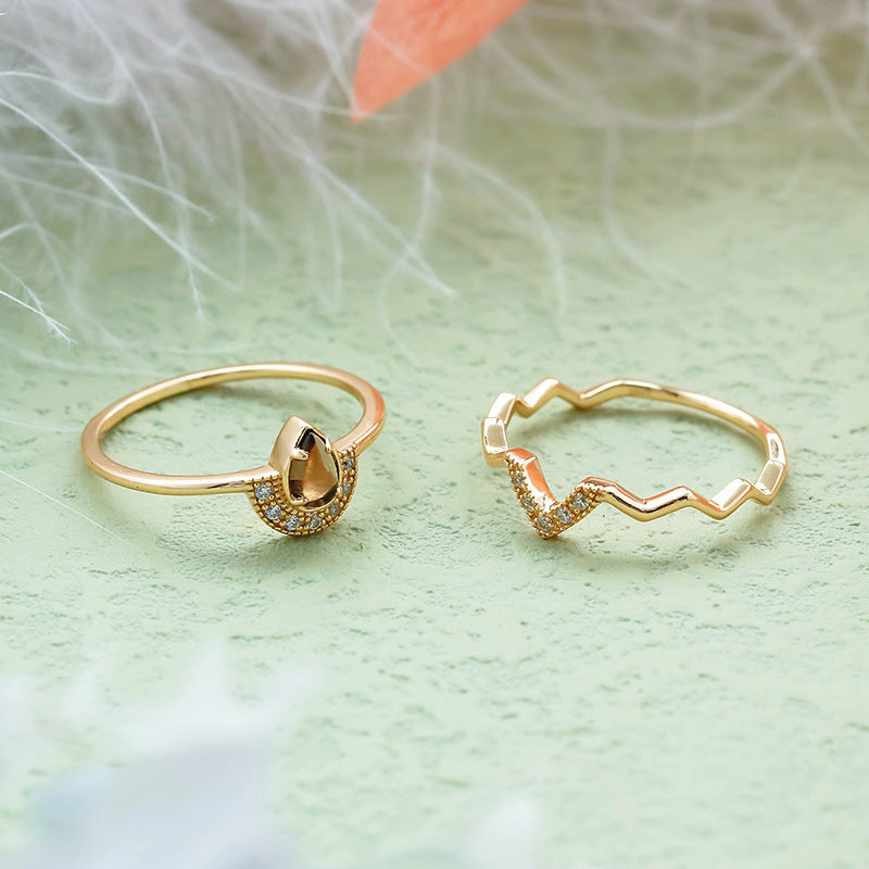 Tea Crystal Teardrop Silver Ring | S925 Silver & 14K Gold