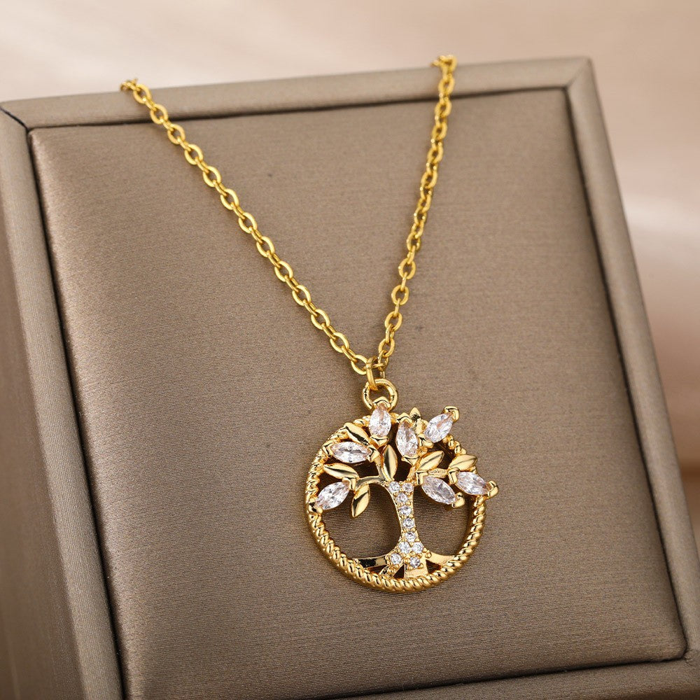 Tree of Life Necklace — Luxury Rhinestone Pendant