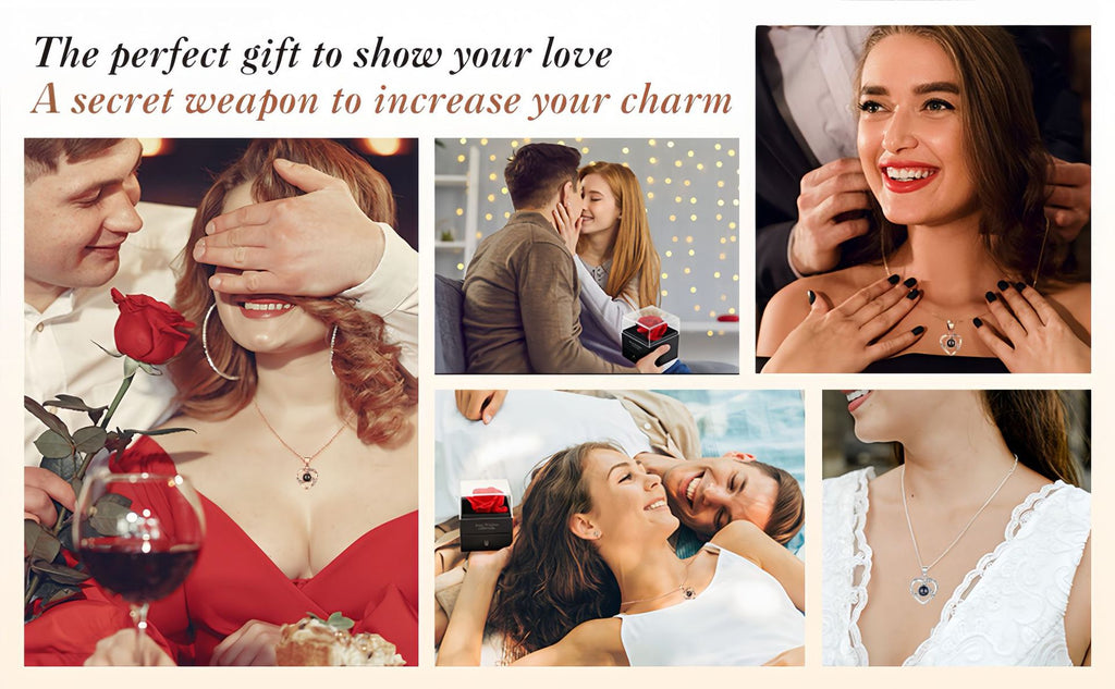 Heart-Shaped Love Language Projection Necklace | Electroplated Copper | Luxury Romantic Gift