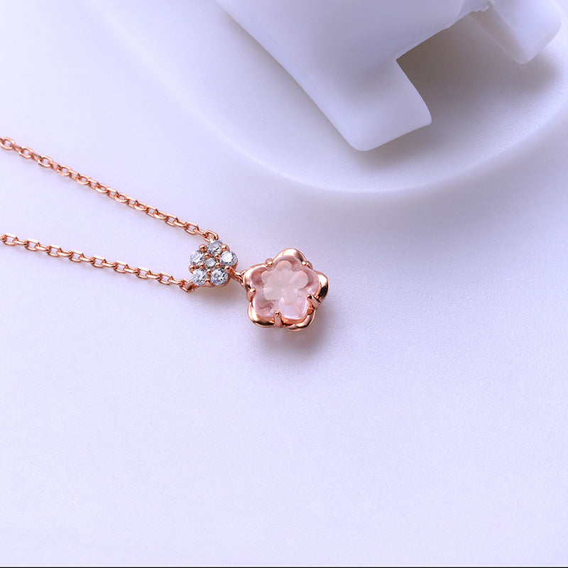 Sakura — 925 Silver Pink Crystal Necklace