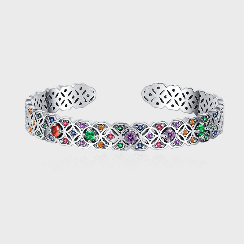 925 Silver Minority Totem Retro Hollow Pattern Luxury Bracelet