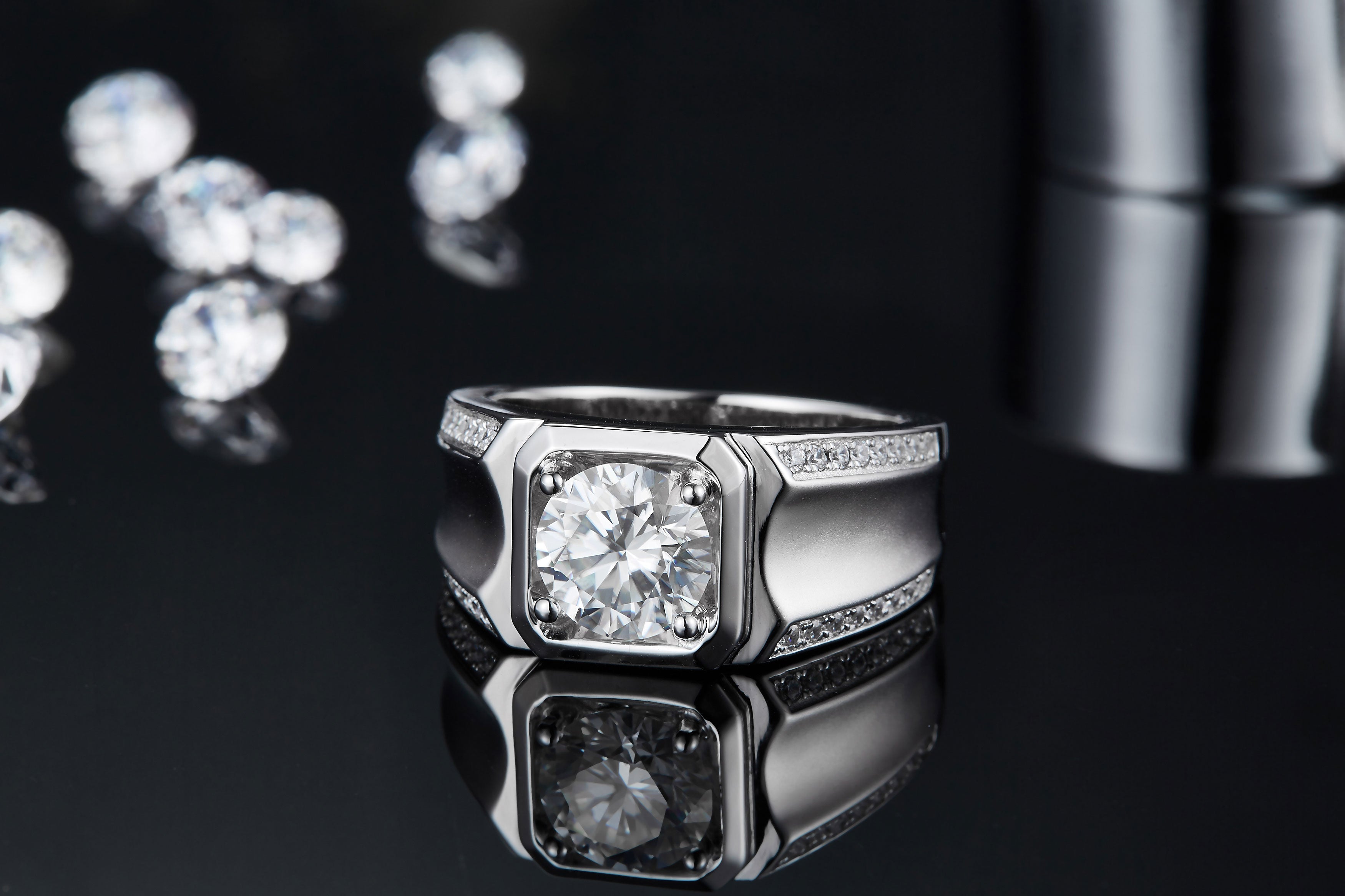 Morganite Ring for Men — S925 Silver with Platinum Coating | 2 & 3 Carat