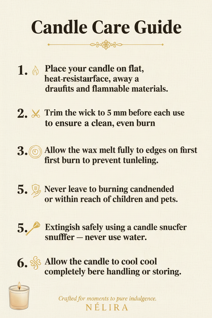 NÉLIRA - Candle Care Guide Bold