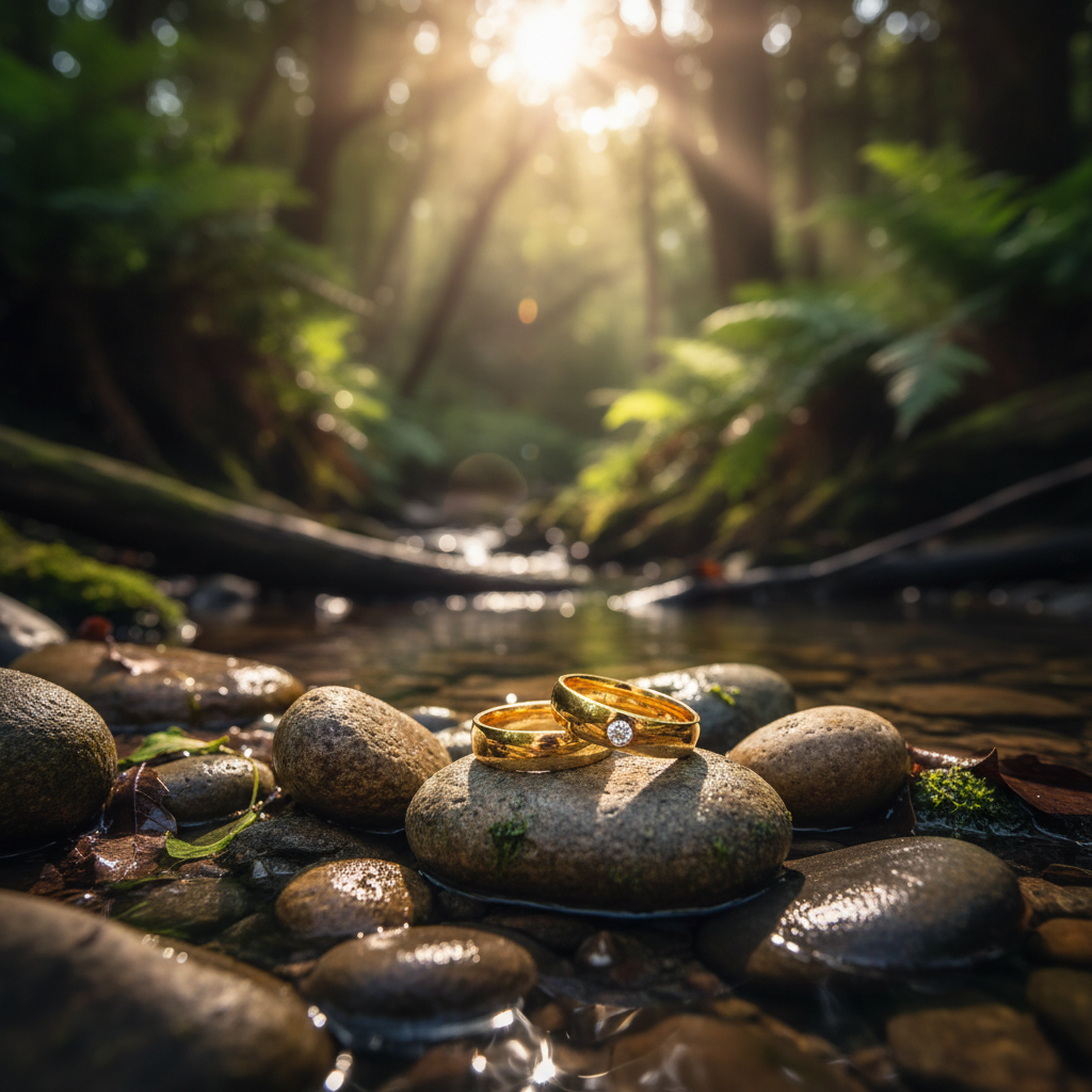 Rings on stones in forest